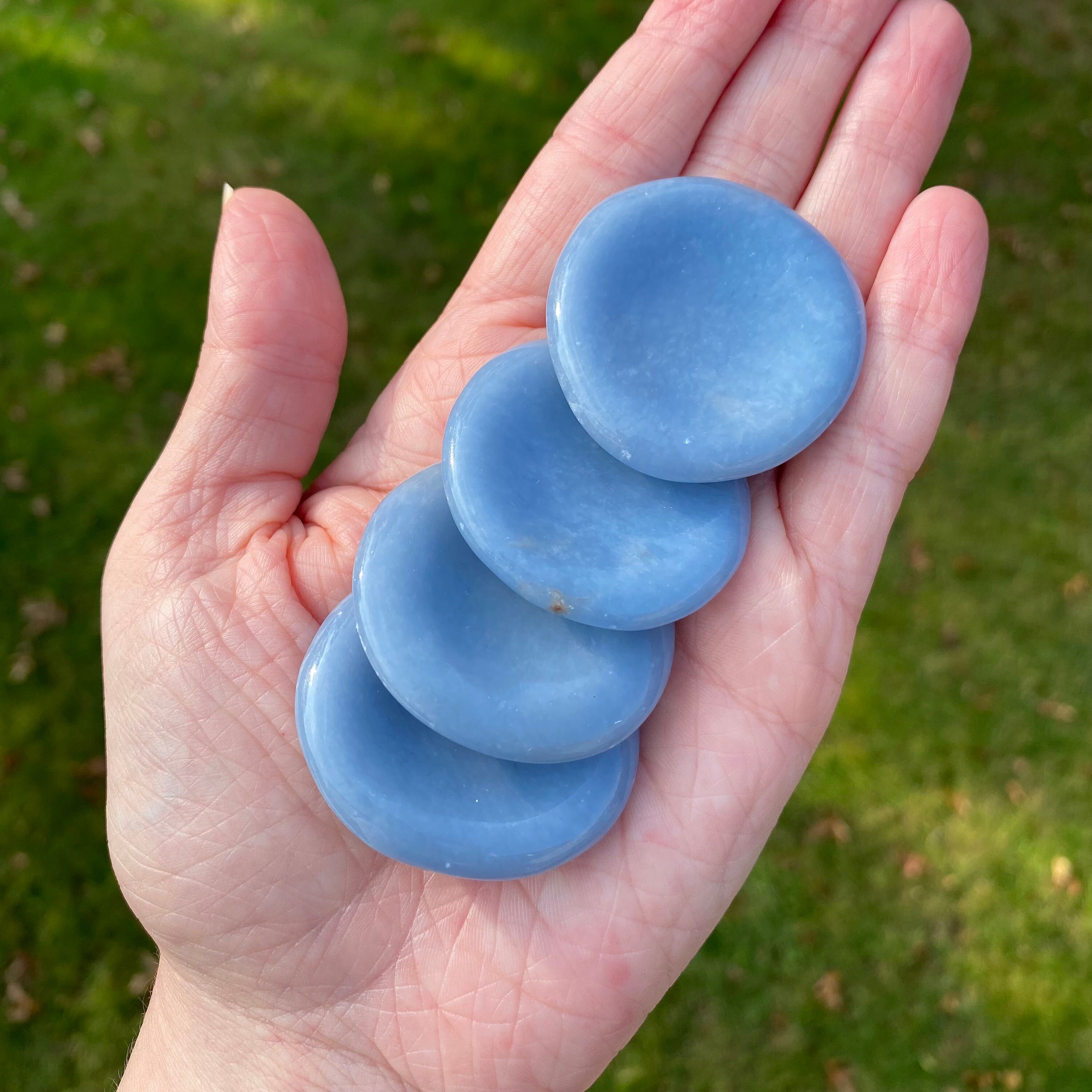 Angelite Worry Stone Sky Blue Stone for Inner Peace Etsy