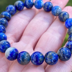 Lapis Lazuli Armband, Dunkelblaues Bead Armband | Heilendes Armband mit Bedeutungskarte