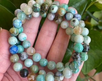 Phoenix Stone Bracelet, Fynchenite Bracelet, Ajoite, Chrysocolla, Turquoise, Malachite