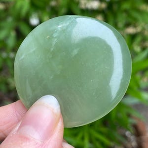 Jade Worry Stone, Palm Stone, Light Green Jade Stone for Love, Natural Genuine Jade