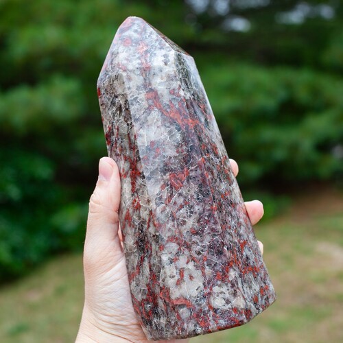 Red feldspar tower, XL Tower with Feldspar, shops Smoky Quartz, Tourmaline