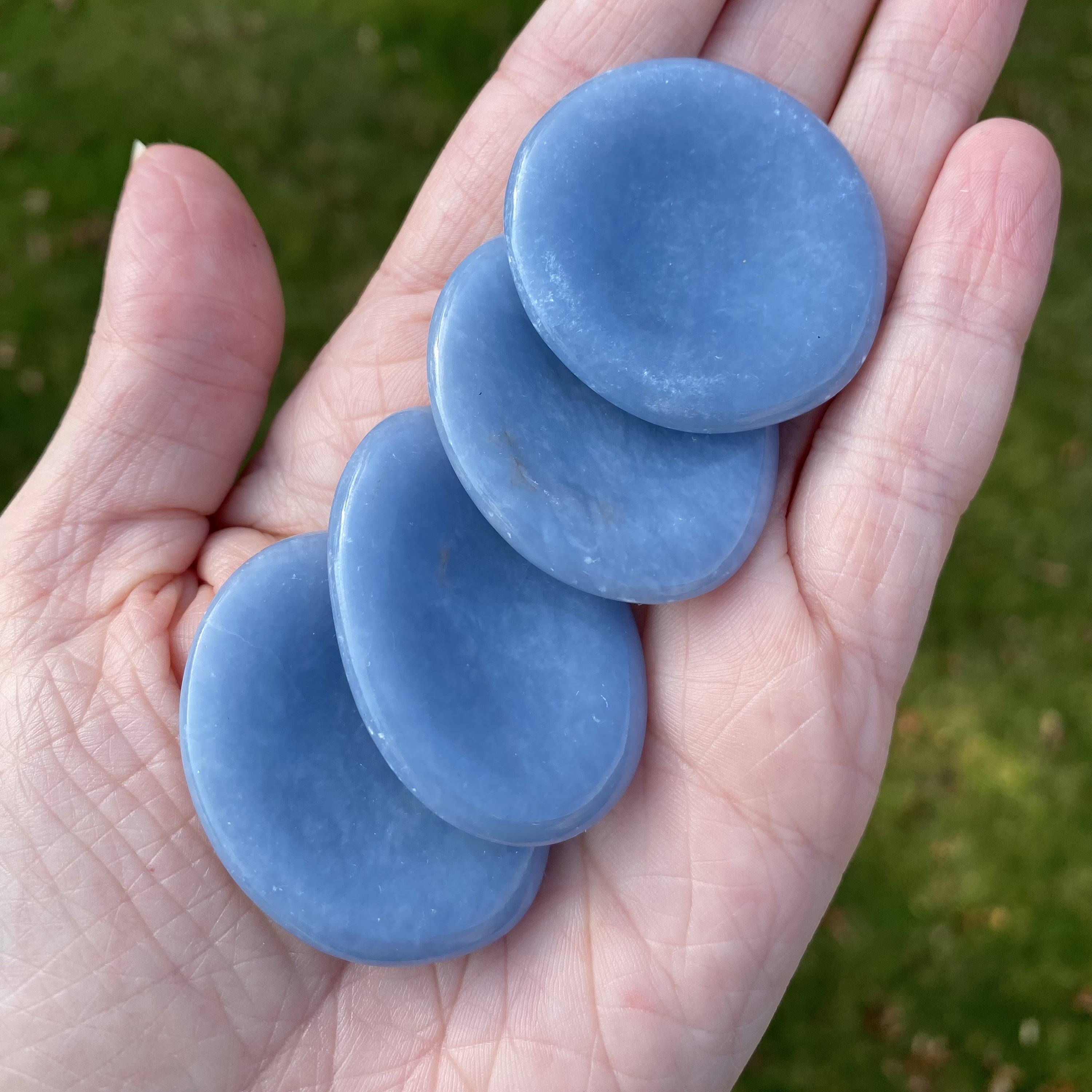 Angelite Worry Stone Sky Blue Stone for Inner Peace Etsy