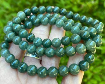 Jade Bracelet, Green Burma Jade Bracelet 8mm. Natural Jade Bead Bracelet.