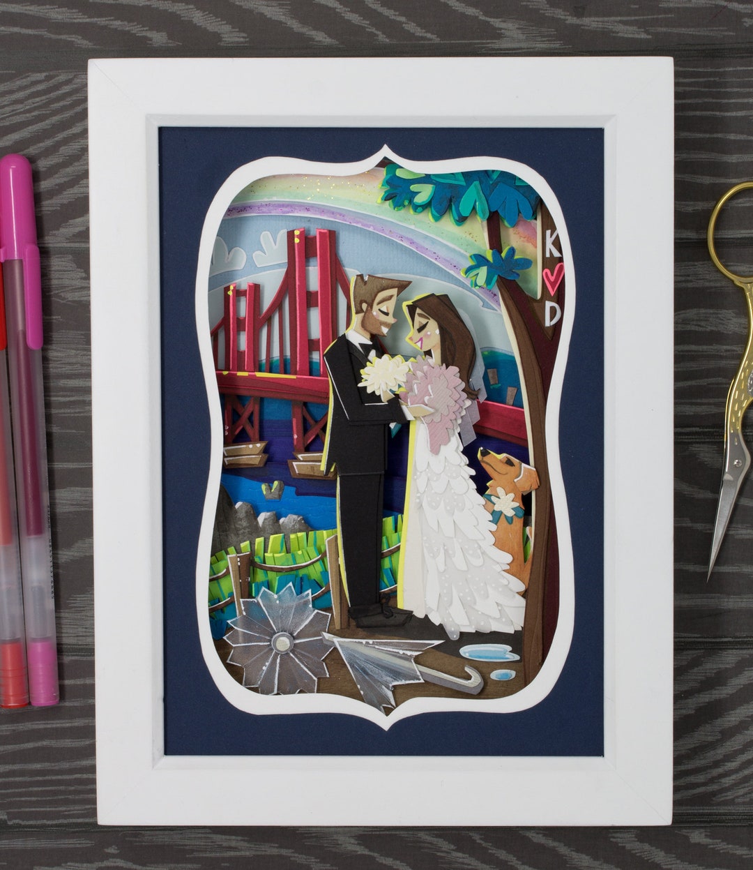 Custom Portrait of Couple Custom Paper Art Portrait Anniversary First