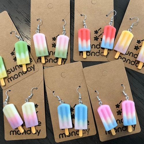 Cute Ice Cream Bar Popsicle Earrings Jewelry in 7 Colors Etsy