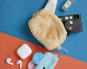 Mouse ‘n Cheese Pouch  set of 2 fits cosmetics, digital camera, keys, airpods, key holder, Wrist purse, Camera bag, Toiletery purse