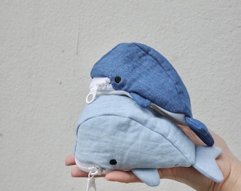 Mini Glutton Whale pouch fits cosmetics, airpods and cards ,Kawaii pouch keychain for purse, Trinkets for sholder bag, Whimsical gift