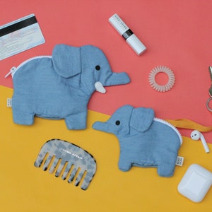 Bolsa elefante e mini elefante para guardar cosméticos, airpods, cartões e porta-chaves