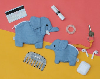 Elephant and mini Elephant pouch fits cosmetics, airpods, cards and key holder