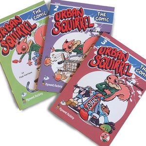 Urban Squirrel Comic pack - All three comics plus sticker sheet
