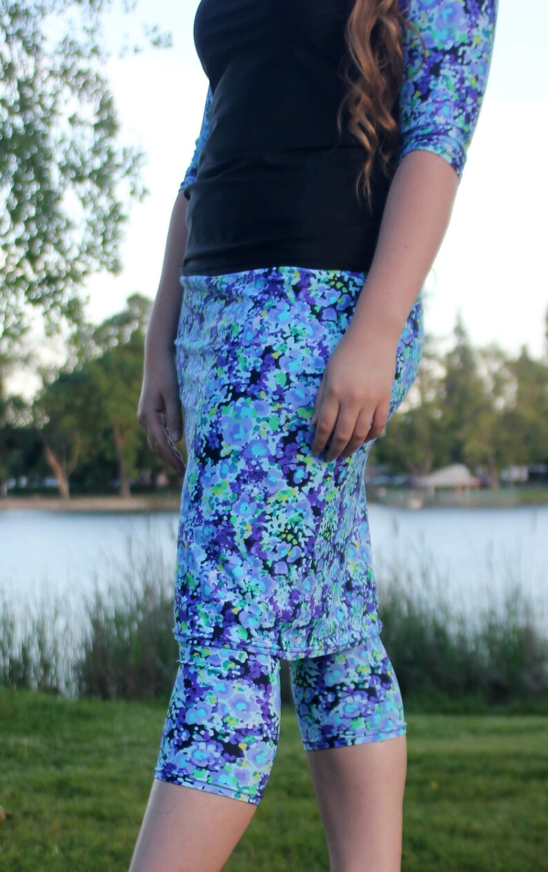 Straight Swim Skirt with Attached Shorts or Leggings Etsy