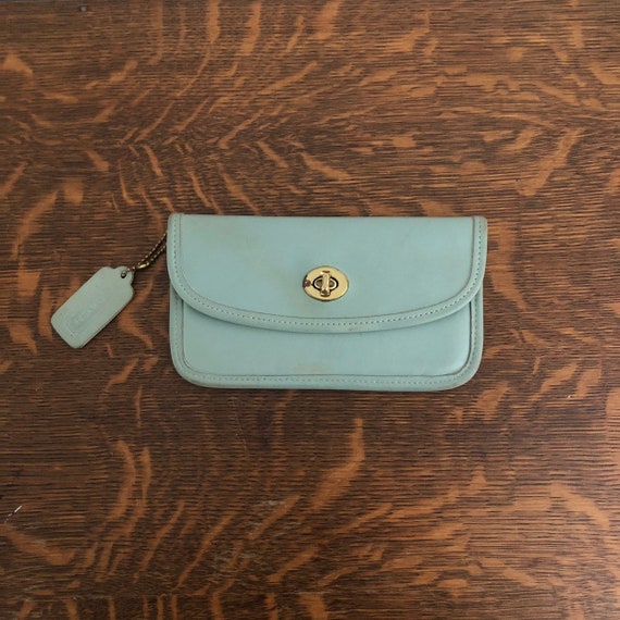 RARE 90 s Coach Zip Wallet Pouch Aqua Blue Green Turnlock Closure Glove Tanned Cowhide Etsy Israel
