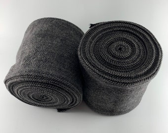 Winingas Viking leg wraps, black and gray herringbone, 100% cotton.