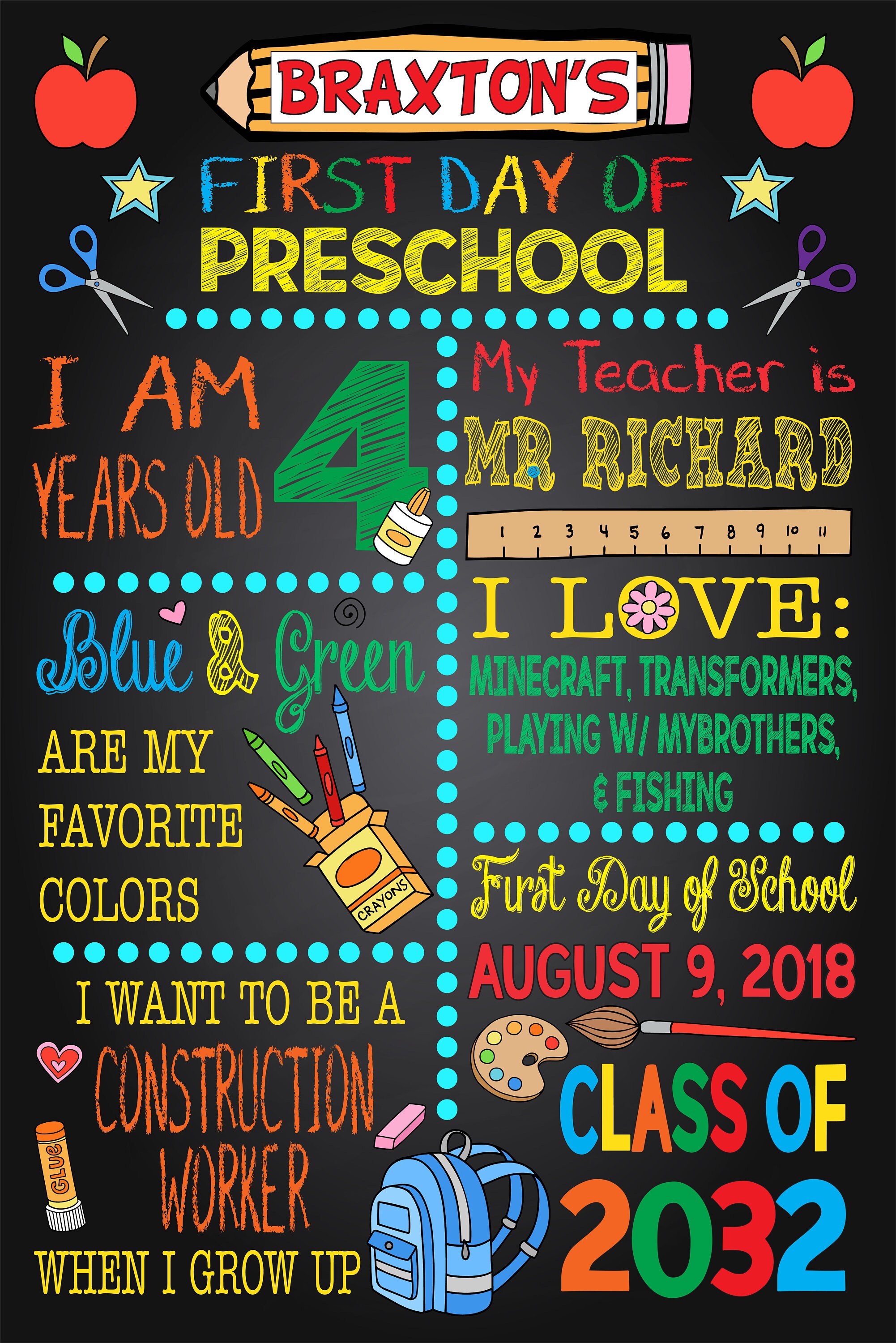 First Day of School Poster Etsy