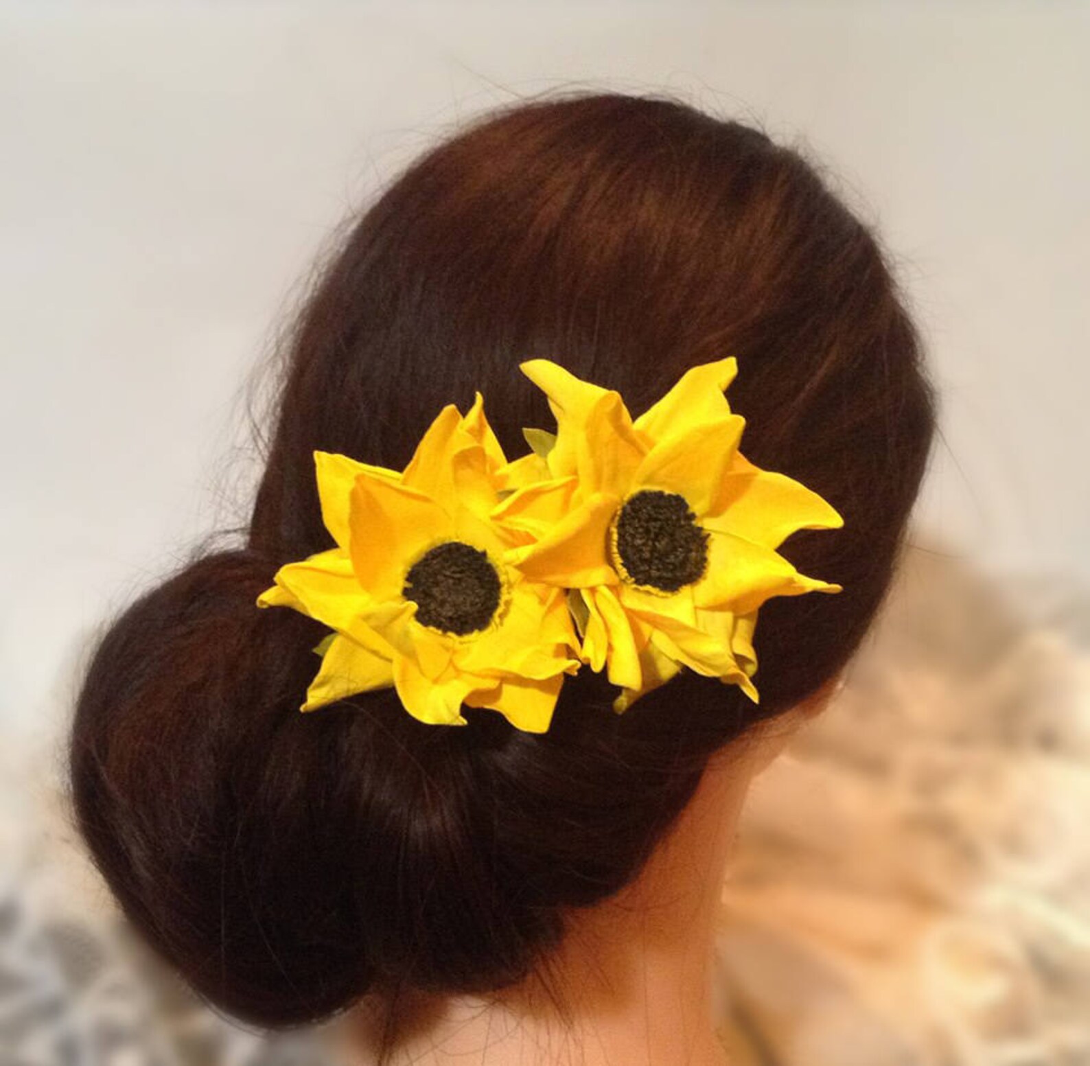 Sunflower Hair Clip Yellow Flower Accessories Wedding Etsy