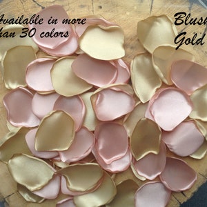 May include: A pile of blush pink and gold satin rose petals. Available in more than 30 colors. Blush Gold.