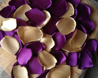 Handmade Satin Rose Petals – Purple & Gold Wedding Decor