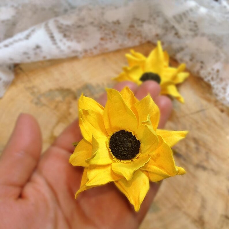 Sunflower Hair Clip Yellow Flower Accessories Wedding Etsy