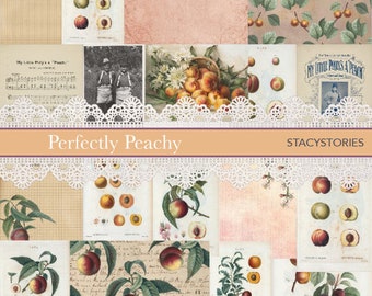 Perfectly Peachy Vintage Digital Kit for Junk Journals and Scrapbooking