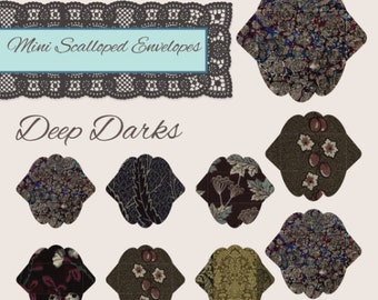 36 Mini Scalloped Envelopes Digital Print for Junk Journals