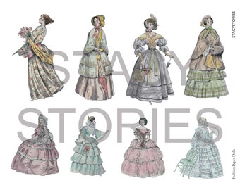 36 vintage Fashion Paper Doll Ladies Digital Kit pour Junk Journals et Scrapbooking