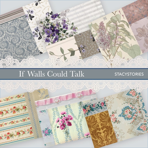 If Walls Could Talk Wallpaper Vintage Digital Kit for Junk Journals and Scrapbooking