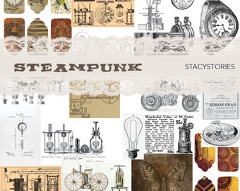 Kit numérique Vintage Grunge Steampunk pour journaux indésirables et Scrapbooking