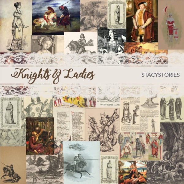 Vintage Medieval Knights & Ladies Digital Kit for Junk Journals and Scrapbooking