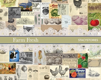 Farm Fresh Vintage Garden Digital Kit for Junk Journals and Scrapbooking