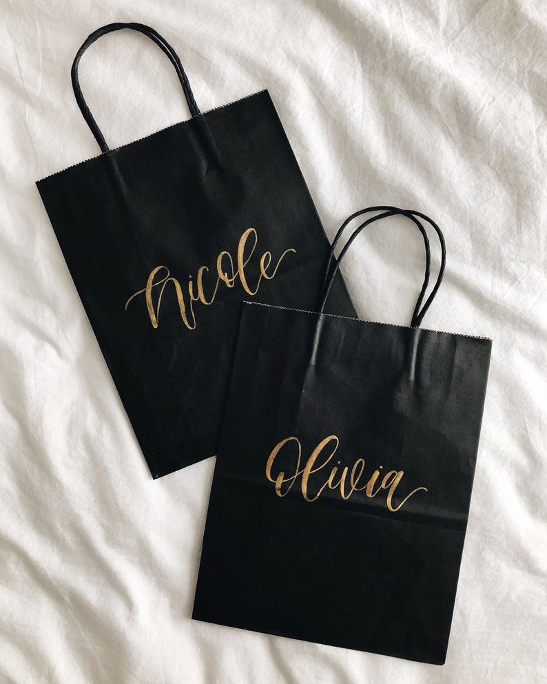 Custom gift bags Black gift bags Bridesmaid Gift Bags Etsy