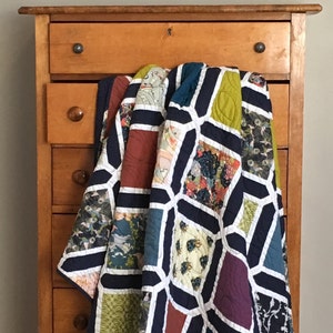 Modern Quilt Pattern, Instant PDF Download, Train Station Quilt Pattern!  Full, Throw, Baby, Classic, Easy! Fat quarter Friendly!