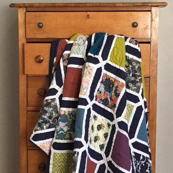 Modern Quilt Pattern, Instant PDF Download, Train Station Quilt Pattern!  Full, Throw, Baby, Classic, Easy! Fat quarter Friendly!