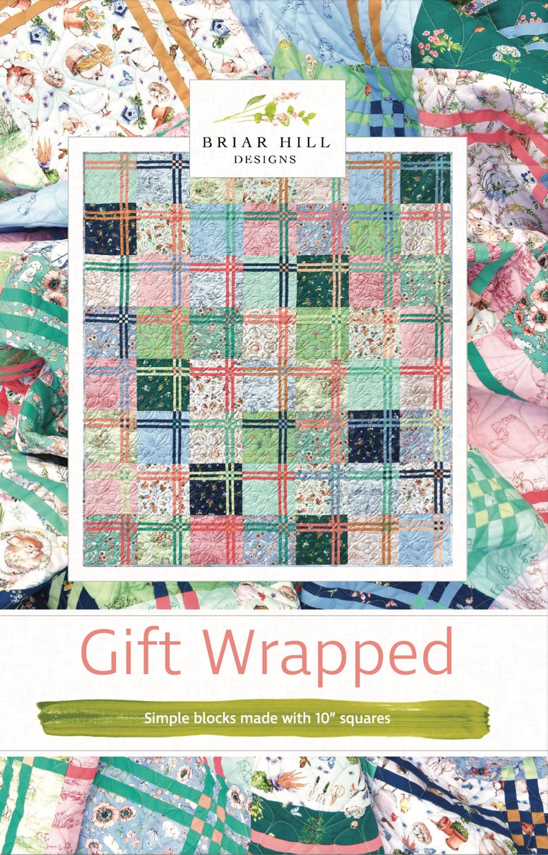 Booklet, Modern Quilt Pattern, Gift Wrapped, in 3 sizes sweet, fast, simple, layer cake friendly, printed booklet image 4