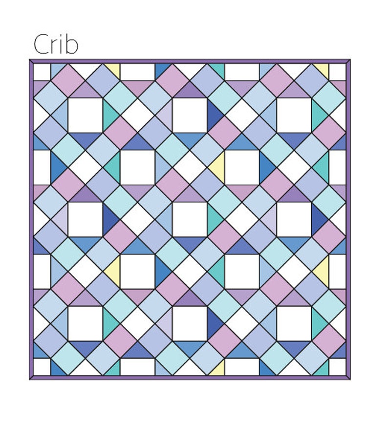 Modern Quilt Pattern, PDF Instant Download Crystal & Gem Quilt Pattern in three sizes: Full, Throw and Crib, Scrappy Patchwork, Traditional image 5