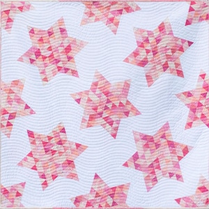 Booklet, Modern Quilt Pattern, Glimmering,  foundation paper piecing stars, 2 sizes, sweet, jelly roll, precut friendly