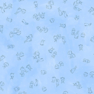 Bunny Lane - Bunny Toss - Periwinkle - Premium Quilting Cotton yardage