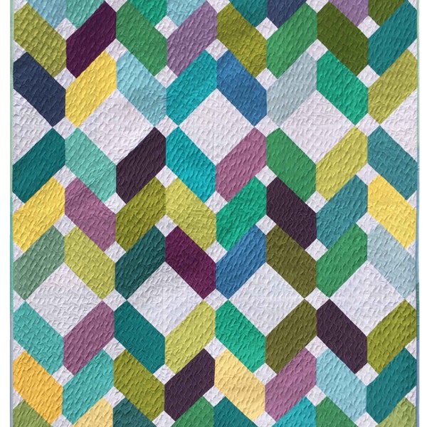 Modern quilt pattern, PDF Instant Download, Afternoon Sun Quilt Pattern, 3 sizes: Full, Crib, Lap!  10" squares, Layer Cake Friendly!