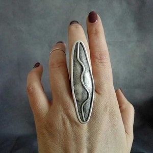 Boho Statement Ring, Antique Silver Plated Ethnic Adjustable Ring, Boho Chic Jewelry, Large Tribal Ring