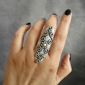 Silver plated bohemian statement ring