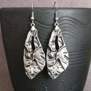Ethnic Antique Silver Plated Dangle Earrings, Tribal Earrings, Boho Jewelry