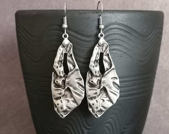 Ethnic Antique Silver Plated Dangle Earrings, Tribal Earrings, Boho Jewelry