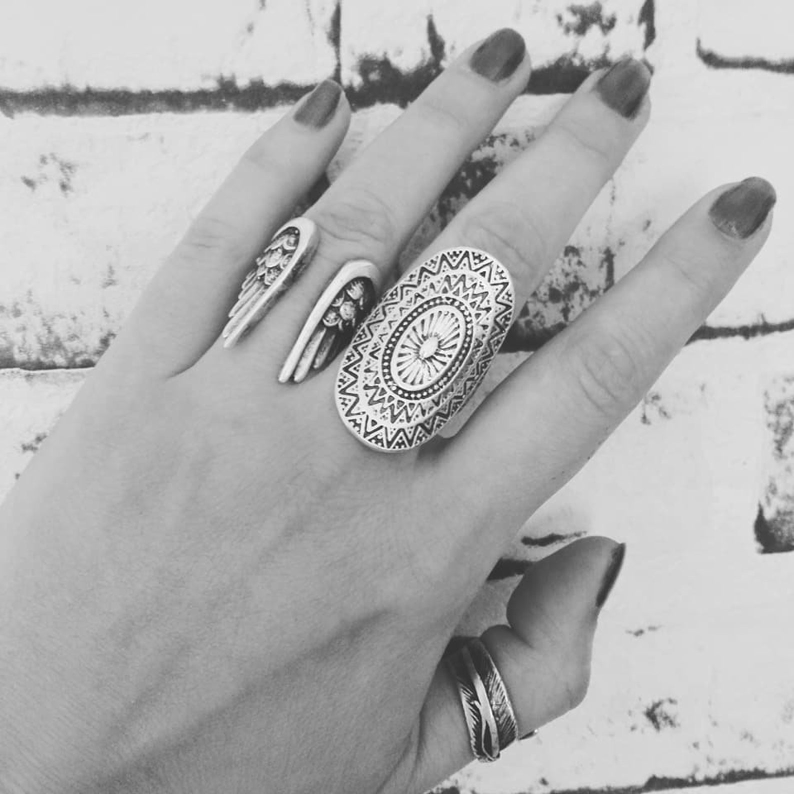 Bohemian Silver Plated Angel Wings Ring Adjustable Ring Etsy