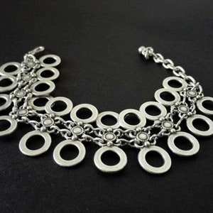 Bohemian Round Shaped Silver Link Bracelet, Antique Silver Plated Bohemian Ethnic Tribal Bracelet, Ancient Ottoman Style Jewelery
