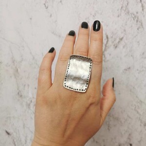 Boho Antique Silver Plated Statement Asymmetric Ring, Adjustable Ring, Bohemian Ring, Ethnic Jewelry