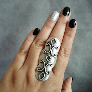 Boho Statement Ring, Antique Silver Plated Ethnic Adjustable Ring, Boho Chic Jewelry