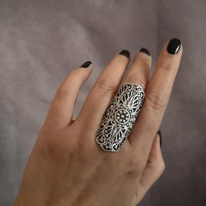 Antique Silver Plated Statement Ring, Adjustable Ring, Boho Chic Ring, Ethnic Jewelry