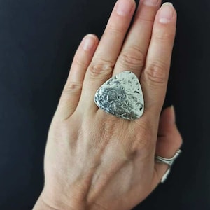 Boho Hammered Triangle Ring: Antique Silver Plated Adjustable Statement Ring