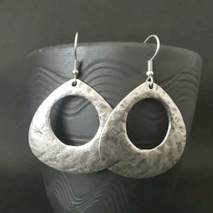 Ethnic Antique Silver Plated Dangle Teardrop Chunky Earrings, Boho Earrings, Bohemian Jewellery CZ8