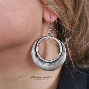 Orecchini a disco, orecchini pendenti rotondi cavi grandi placcati in argento, gioielli boho CZ57