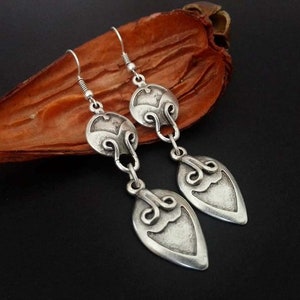 Antique Silver Plated Bar Earrings, Boho Chic Silver Earrings, Boho Chic Jewelry , Silver  Ethnic Turkish Earrings, Bohemian Earrings